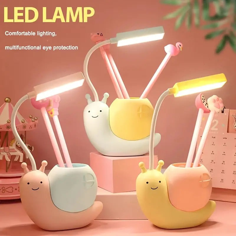 Niedliche Schnecken-USB-Schreibtischlampe mit Stifthalter zum Lesen