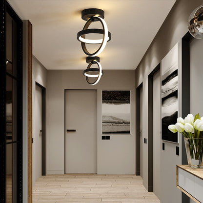 Modern LED Ceiling Light — Sculptural Ring Design | 3 Light Modes