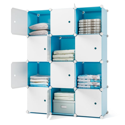 12-Cube Closet Organizer with Doors — Modular Storage Shelf System