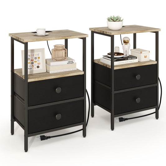 Nightstand with Charging Station — Set of 2