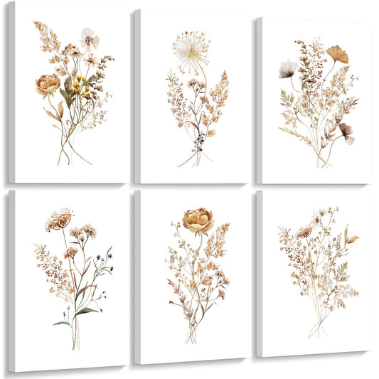 Watercolor Wildflower Wall Art — 6 Framed Boho Prints