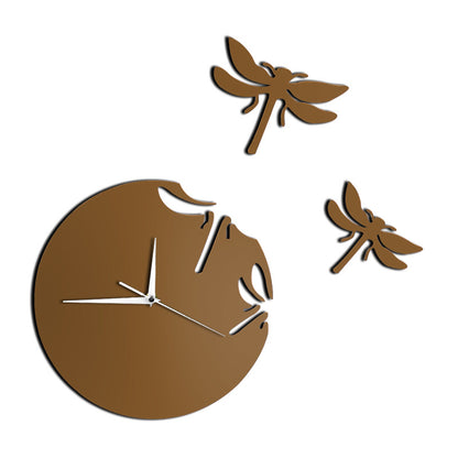 Acrylic Dragonfly Wall Clock — Mirror Finish