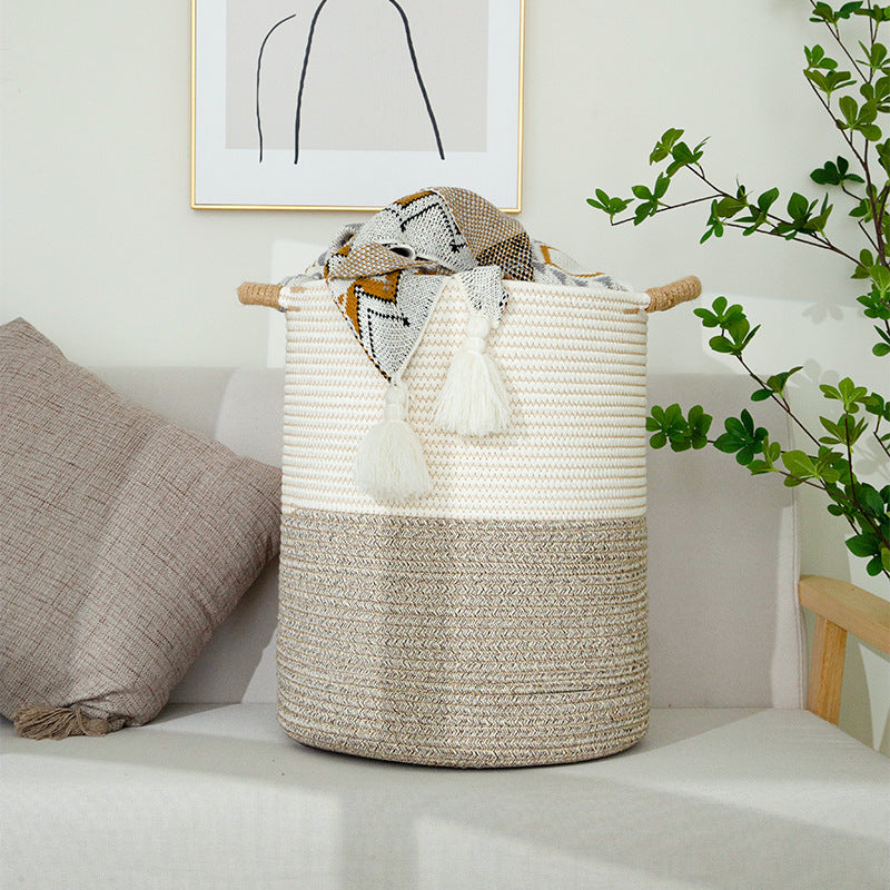 Handwoven Cotton Rope Storage Basket | Foldable Organizer Bin