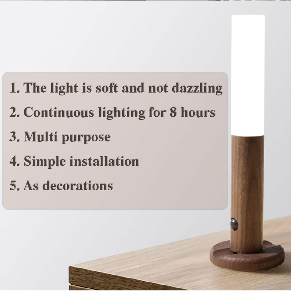 Motion Sensor LED Night Light — Wooden Magnetic Base