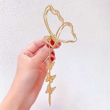 Large Metal Pearl Butterfly Hair Claw Clip for Women