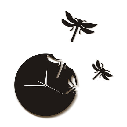 Acrylic Dragonfly Wall Clock — Mirror Finish