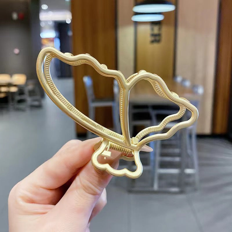 Large Metal Pearl Butterfly Hair Claw Clip for Women