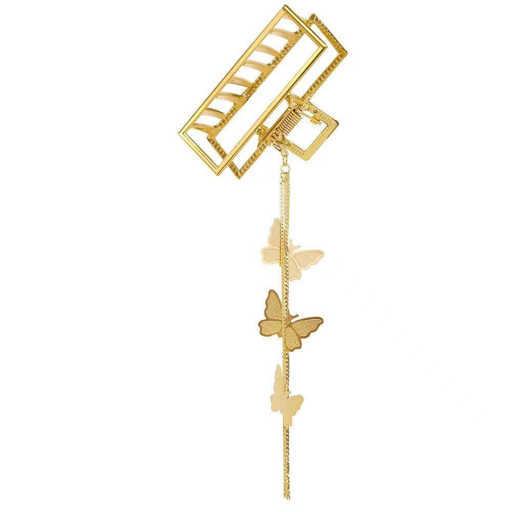 Large Metal Pearl Butterfly Hair Claw Clip for Women