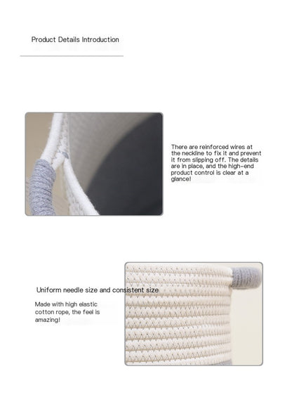 Handwoven Cotton Rope Storage Basket | Foldable Organizer Bin