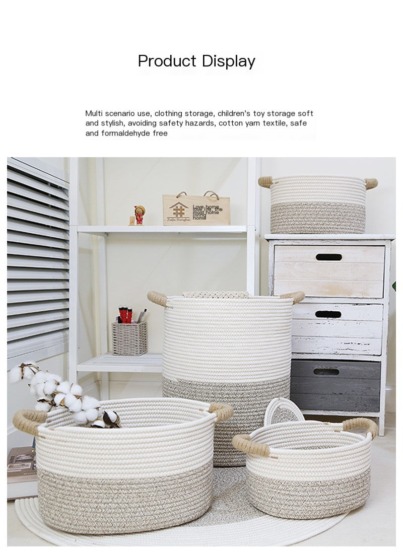 Handwoven Cotton Rope Storage Basket | Foldable Organizer Bin