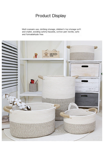 Handwoven Cotton Rope Storage Basket | Foldable Organizer Bin