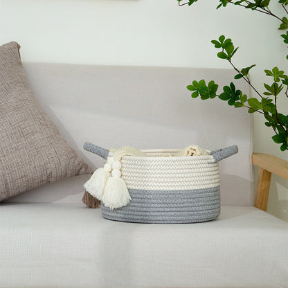 Handwoven Cotton Rope Storage Basket | Foldable Organizer Bin