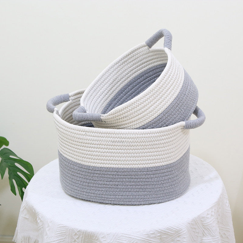 Handwoven Cotton Rope Storage Basket | Foldable Organizer Bin