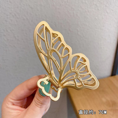 Large Metal Pearl Butterfly Hair Claw Clip for Women