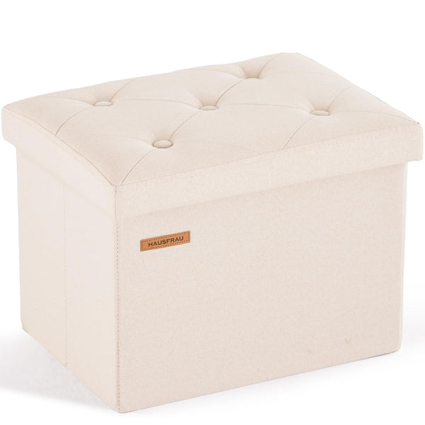 Tufted Storage Ottoman — Beige