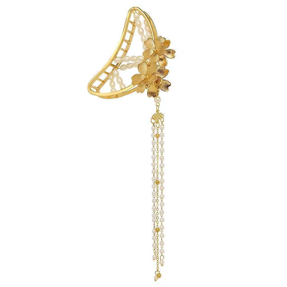Large Metal Pearl Butterfly Hair Claw Clip for Women