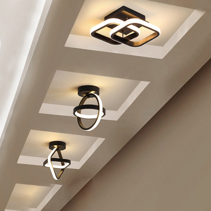 Modern LED Ceiling Light — Sculptural Ring Design | 3 Light Modes